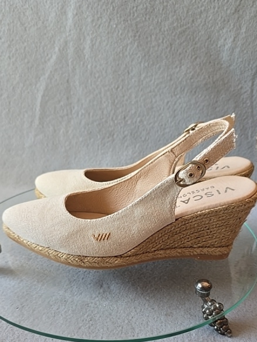 Viscata Cream Espadrille Wedge Slingback Pointed Toe Sz 5.5-6 Vacation Beach